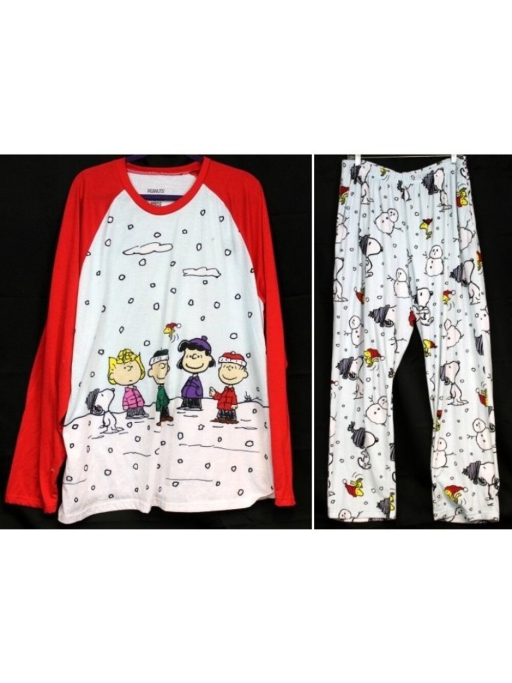 Peanuts Snoopy Mens PJ Set XXL Winter Christmas Snow Charlie Linus Sally Lucy